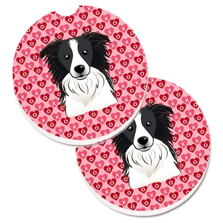 Border Collie Hearts Cup Holder Car Coasters - Set Of 2